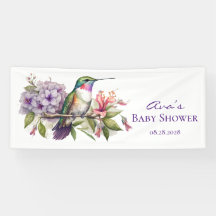 Schattigee kolibrie en bloemen meisje Baby shower