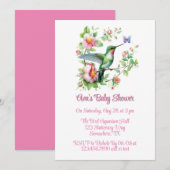 Schattigee kolibrie en vlinder meisje Baby shower Kaart (Voorkant / Achterkant)