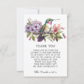 Schattigee kolibrie Flora Baby shower dank u kaart (Voorkant)