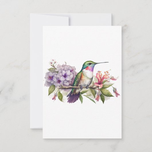 Schattigee kolibrie Flora Baby shower dank u kaart (Achterkant)