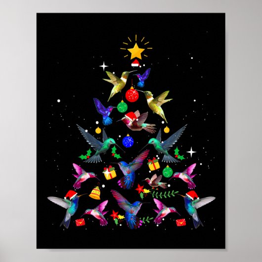 Schattigee kolibrie kerstboom kerstcadeaus poster (Voorkant)