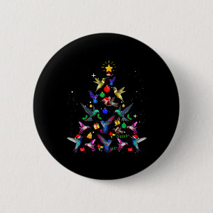 Schattigee kolibrie kerstboom kerstcadeaus ronde button 5,7 cm