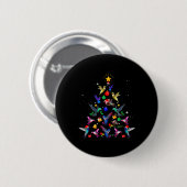 Schattigee kolibrie kerstboom kerstcadeaus ronde button 5,7 cm (Voorkant /achterkant)