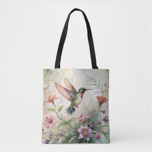 Schattigee kolibrie op bloemen tote bag (Voorkant)