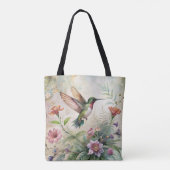 Schattigee kolibrie op bloemen tote bag (Achterkant)
