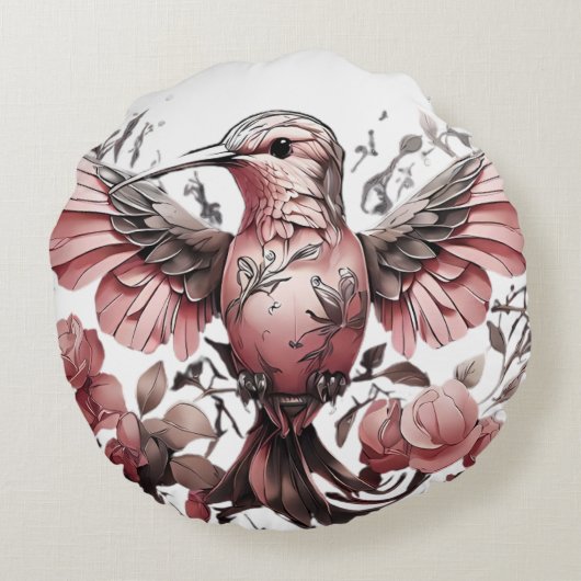 Schattigee kolibrie op Twig Rond Kussen (Achterkant)