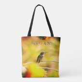 Schattigee Kolibrie op Zonnebloem Custom Name Tote Bag (Achterkant)