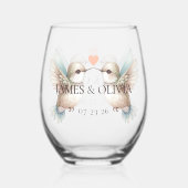 Schattigee kolibrie trouwbril wijnglas zonder voet (Voorkant)