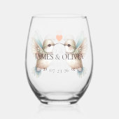 Schattigee kolibrie trouwbril wijnglas zonder voet (Achterkant)