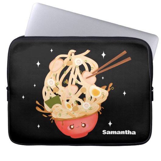 Schattigee kom van Ramen Electronics Bag Laptop Sleeve (Voorkant)