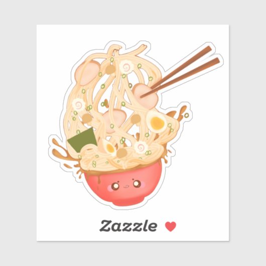Schattigee kom van Ramen Sticker (Vel)