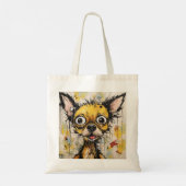 Schattigee komische Abstracte Chihuahua hond Tote Bag (Achterkant)