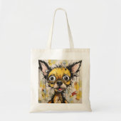 Schattigee komische Abstracte Chihuahua hond Tote Bag (Voorkant)