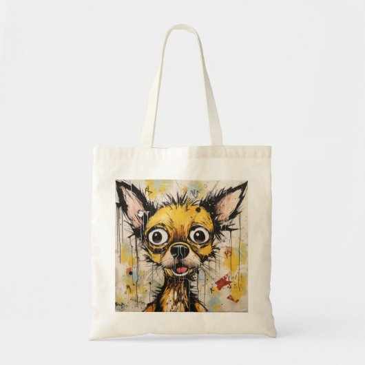 Schattigee komische Abstracte Chihuahua hond Tote Bag (Voorkant)