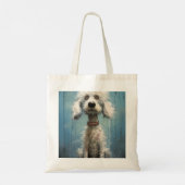 Schattigee komische gek Abstract witte hond Tote Bag (Achterkant)