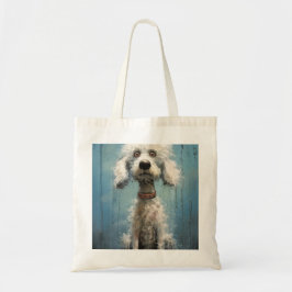 Schattigee komische gek Abstract witte hond Tote Bag