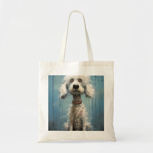 Schattigee komische gek Abstract witte hond Tote Bag (Voorkant)