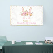 Schattigee konijn Baby shower verjaardag terug Dro Spandoek (Beurs)