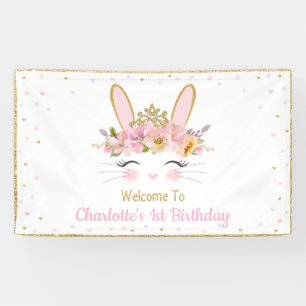 Schattigee konijn Baby shower verjaardag terug Dro Spandoek