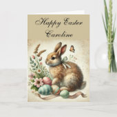 Schattigee  Konijn Bunny Hare Easter Floral Bedankkaart (Voorkant)