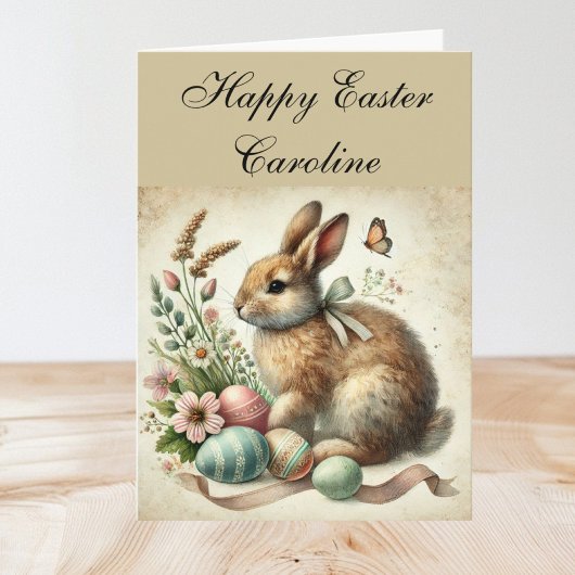 Schattigee  Konijn Bunny Hare Easter Floral Bedankkaart