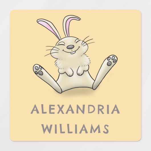 Schattigee konijn cartoon gepersonaliseerd labels (Design 2)