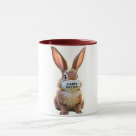 Schattigee konijn draagt Happy Easter gezichtsmask Mok