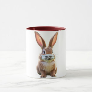Schattigee konijn draagt Happy Easter gezichtsmask Mok