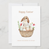 Schattigee konijn en eieren Happy Easter flat Groe Feestdagenkaart (Voorkant)