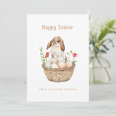 Schattigee konijn en eieren Happy Easter flat Groe Feestdagenkaart (Staand voorkant)