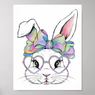 Schattigee konijn gezicht tie Dye Gles meisje Happ Poster