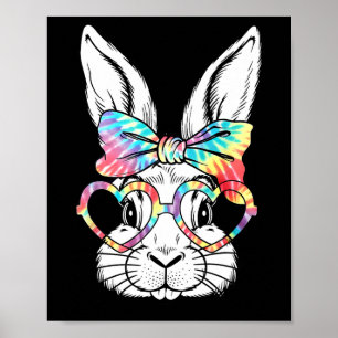 Schattigee konijn gezicht tie Dye Gles meisje Happ Poster