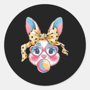Schattigee konijn gezicht tie Dye Gles meisje Happ Ronde Sticker