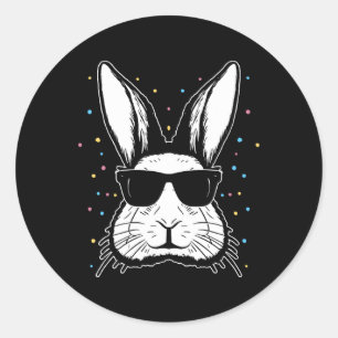 Schattigee konijn gezicht tie Dye Gles meisje Happ Ronde Sticker