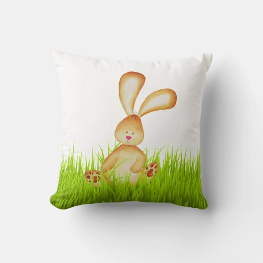 Schattigee konijn in graslente kussen (Voorkant)