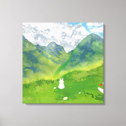 Schattigee konijn in Mountain Uitzicht Canvas Afdruk (Voorkant)