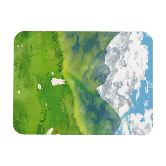 Schattigee konijn in Mountain Uitzicht Magneet (Horizontaal)