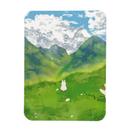 Schattigee konijn in Mountain Uitzicht Magneet