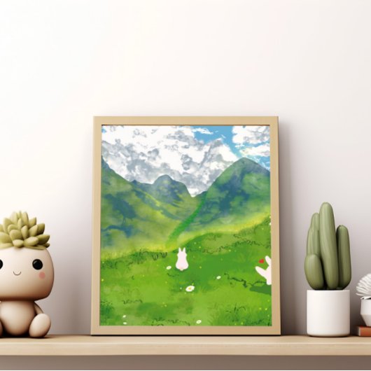 Schattigee konijn in Mountain Uitzicht Poster