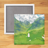 Schattigee konijn in Mountain Uitzicht Square Magn Magneet