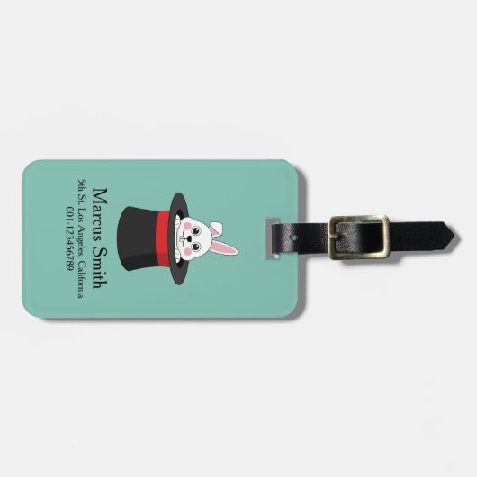 Schattigee konijn in Wizard Pet Personaliseren Bagagelabel (Voorkant horizontaal)