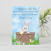 Schattigee konijn, kuikens, paaseieren Baby shower Kaart (Staand voorkant)