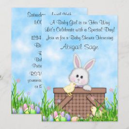 Schattigee konijn, kuikens, paaseieren Baby shower Kaart