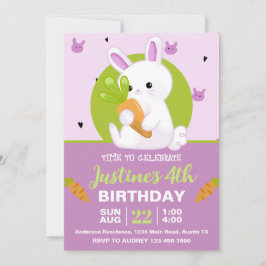 Schattigee konijn met wortel verjaardagsfeestje kaart