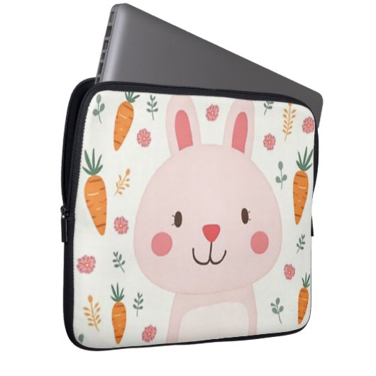 Schattigee Konijn wortel Laptop Hoesjes Laptop Sleeve (Voorkant Rechts)