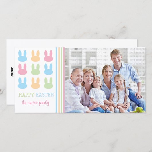 Schattigee konijnen blij met Pasen Feestdagenkaart (Voorkant / Achterkant)