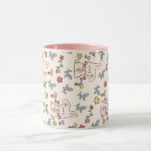 Schattigee konijnen, bloemen en bladeren mok (Midden)