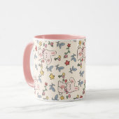 Schattigee konijnen, bloemen en bladeren mok (Voorkant links)