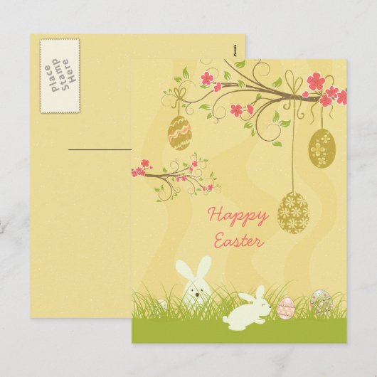 Schattigee konijnen & eierboom Easter briefkaart (Voorkant / Achterkant)