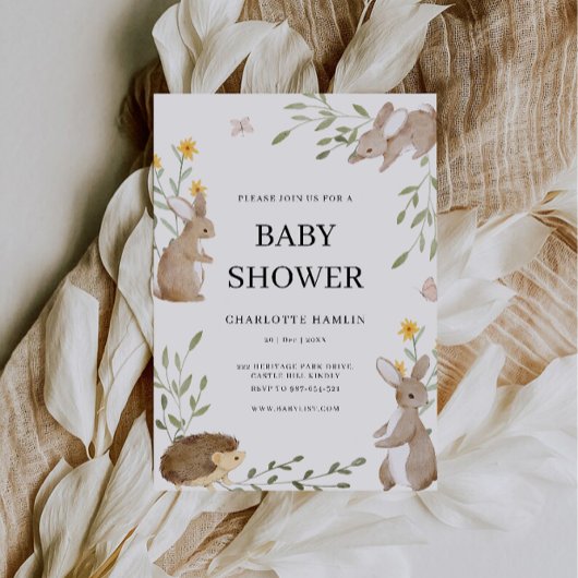 Schattigee konijnen en groen Baby shower Kaart